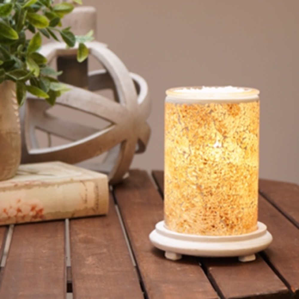 Silver Gold Crackle Simmering Light Antique White Base